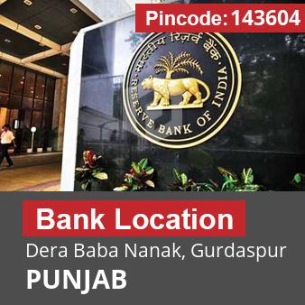 Pincode 143604 Bank Dera Baba Nanak, Gurdaspur, PUNJAB