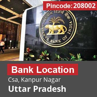 Pincode 208002 Bank Csa, Kanpur Nagar, Uttar Pradesh