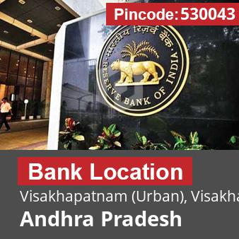 Pincode 530043 Bank Visakhapatnam (Urban), Visakhapatnam, Andhra Pradesh