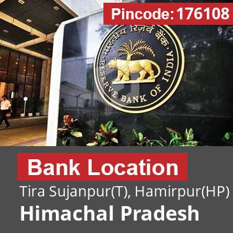 Pincode 176108 Bank Tira Sujanpur(T), Hamirpur(HP), Himachal Pradesh