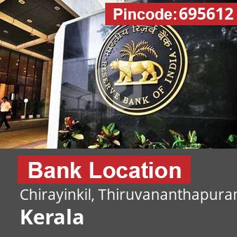 Pincode 695612 Bank Chirayinkil, Thiruvananthapuram, Kerala