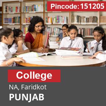 Pincode 151205 College NA, Faridkot, PUNJAB