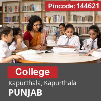 Pincode 144621 College Kapurthala, Kapurthala, PUNJAB