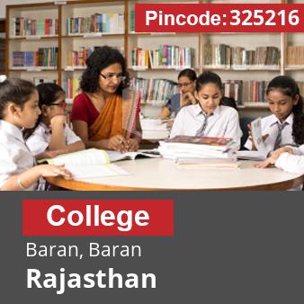 Pincode 325216 College Baran, Baran, Rajasthan