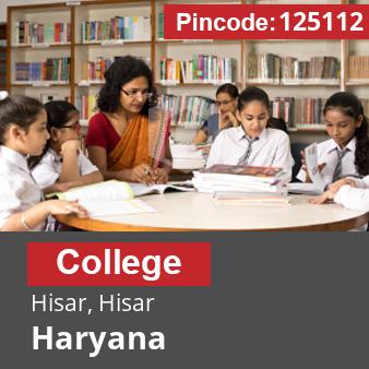 Pincode 125112 College Hisar, Hisar, Haryana