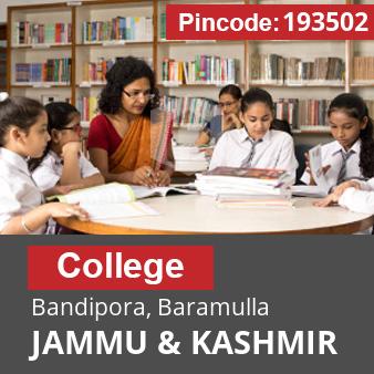 Pincode 193502 College Bandipora, Baramulla, JAMMU & KASHMIR