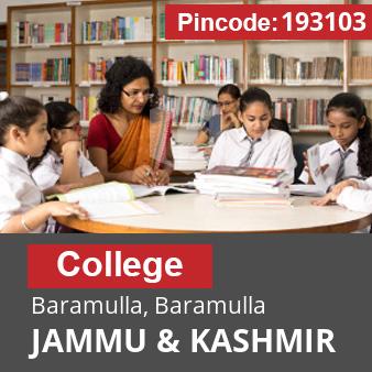 Pincode 193103 College Baramulla, Baramulla, JAMMU & KASHMIR