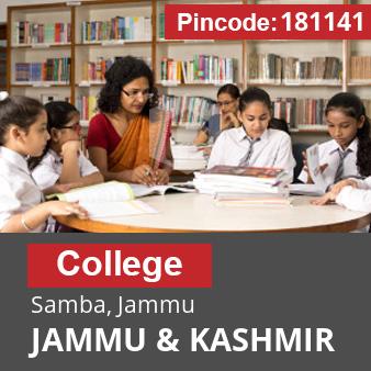 Pincode 181141 College Samba, Jammu, JAMMU & KASHMIR