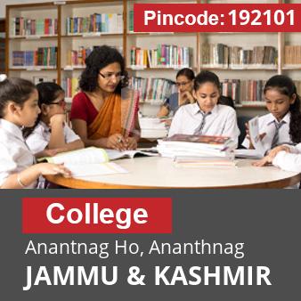 Pincode 192101 College Anantnag Ho, Ananthnag, JAMMU & KASHMIR