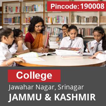 Pincode 190008 College Jawahar Nagar, Srinagar, JAMMU & KASHMIR