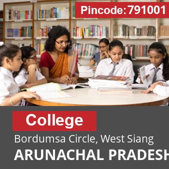 Pincode 791001 College Bordumsa Circle, West Siang, ARUNACHAL PRADESH