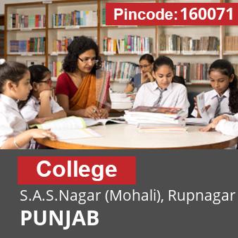 Pincode 160071 College S.A.S.Nagar (Mohali), Rupnagar, PUNJAB