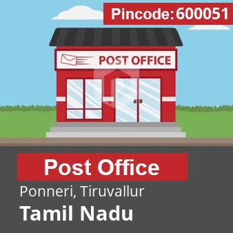 Pincode 600051 Postoffice Ponneri, Tiruvallur, Tamil Nadu