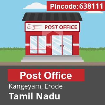 Pincode 638111 Postoffice Kangeyam, Erode, Tamil Nadu