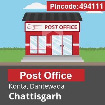 Pincode 494111 Postoffice Konta, Dantewada, Chattisgarh