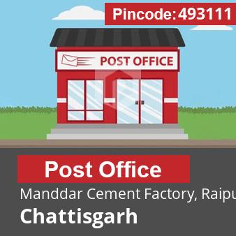 Pincode 493111 Postoffice Manddar Cement Factory, Raipur, Chattisgarh