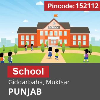 Pincode 152112 School Giddarbaha, Muktsar, PUNJAB