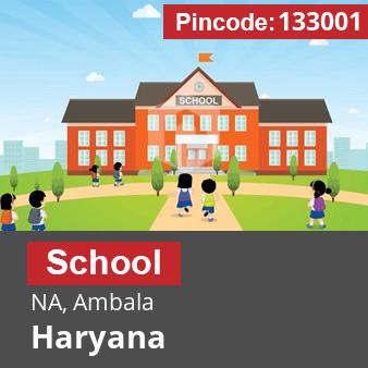 Pincode 133001 School NA, Ambala, Haryana