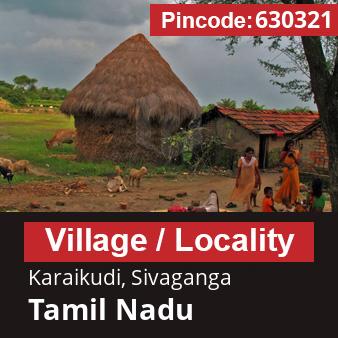 Pincode 630321 Village Karaikudi, Sivaganga, Tamil Nadu