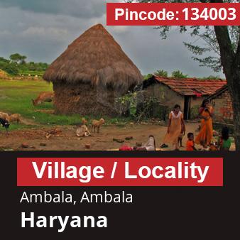 Pincode 134003 Village Ambala, Ambala, Haryana