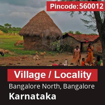 Pincode 560012 Village Bangalore North, Bangalore, Karnataka