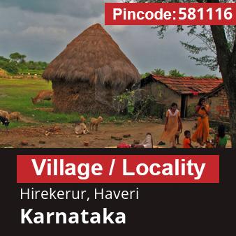 Pincode 581116 Village Hirekerur, Haveri, Karnataka