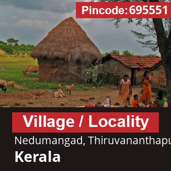 Pincode 695551 Village Nedumangad, Thiruvananthapuram, Kerala
