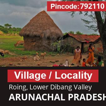 Pincode 792110 Village Roing, Lower Dibang Valley, ARUNACHAL PRADESH