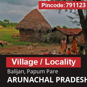 Pincode 791123 Village Balijan, Papum Pare, ARUNACHAL PRADESH