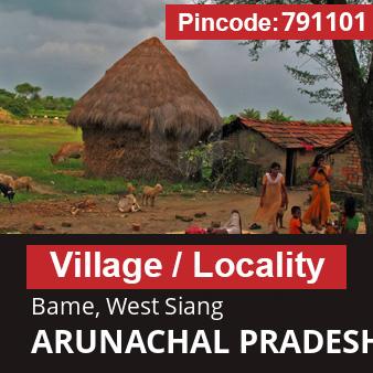 Pincode 791101 Village Bame, West Siang, ARUNACHAL PRADESH